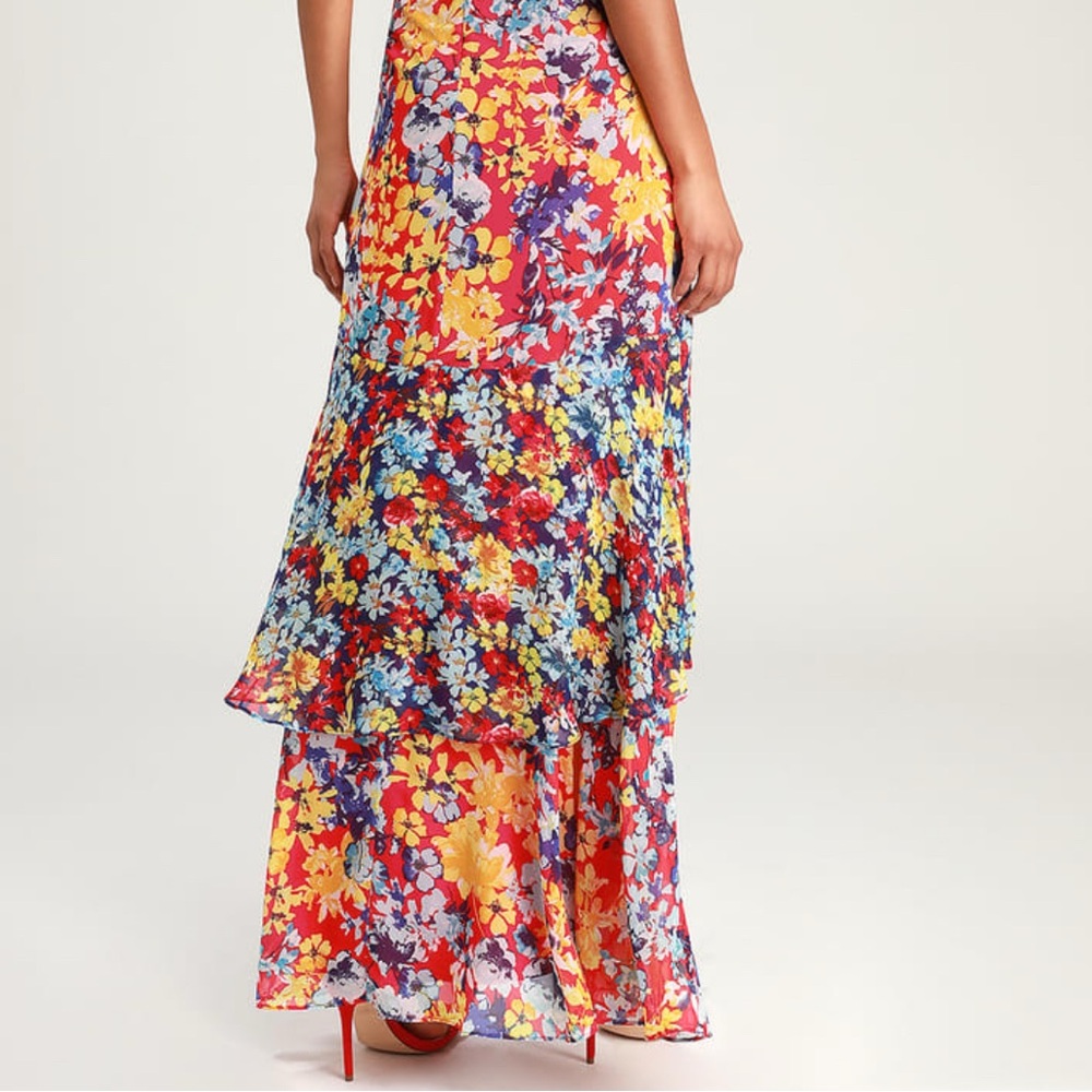 Lulu's Multicolor Floral Cold-Shoulder Maxi Dress - Picture 3 of 8